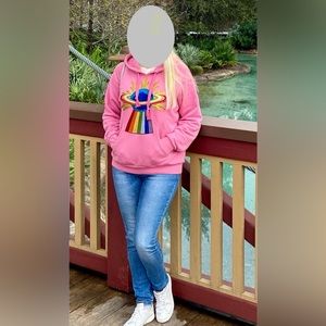 Gucci Pink Oversized Embroidered Saturn Cotton Hoodie